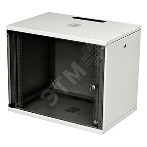 Шкаф настенный 19‘ SU 12U 604x600х500 со стеклянной дверью с открывающимися стенками серый (RAL7035) (собранный) (35386) - Zpas