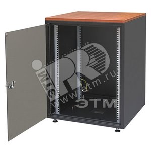 Шкаф напольный WZ-4317-01-03-011 серии SJB,(19"),15U,737x600х500мм,стекл.дверь,сер.(RAL 7035),столешница Calvados,нагр.38кг собр. | 36115 | Zpas - Zpas