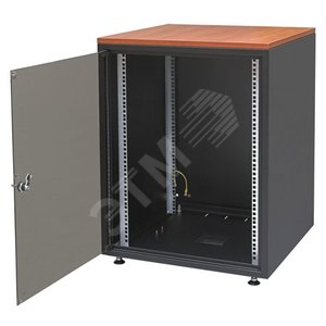 Шкаф напольный WZ-4318-01-01-161 серии SJB,(19"),10U,515x600х400мм,стекл.дв.,черн.(RAL 9005),столешница Calvados,нагр.30кг собр. | 36117 | Zpas - Zpas