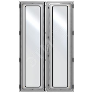 Дверь стеклянная двустворчатая (правая) 2000х1000мм серая (RAL7035) (WZ-6282-83-04-011) - Zpas