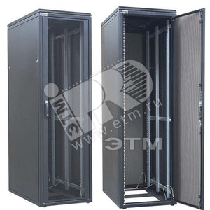 Шкаф серверный ЦОД DataBox 47U 2186x800х1000мм передняя дверь сталь с перфорацией 80% с ручкой/задняя дверь двустворчатая перфорация 80% боковые сплошные панели черный (RAL 9005) (250430) - Zpas
