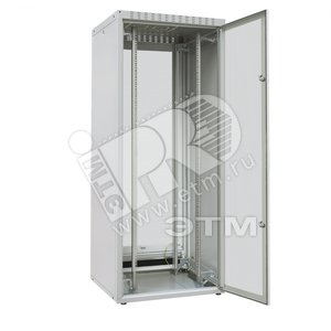 Шкаф напольный 19, ECO-LINE, 47U, 2211х800х1000мм, передняя и задняя стальные перфорир. двери (30%), стальные боковые панели с 1-точ. замками, 2 пары монтажных профилей, ножки, цвет серый (RAL 7035) (собранный) (362088) - Zpas