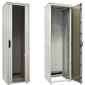 Шкаф напольный 19‘ SZBD 12U 630x600х600мм стеклянная дверь в стальной раме крыша (тип1) ножки (4шт) серый (разобранный) (WZ-SZBD-130-G7AA-11-0000-011) - Zpas