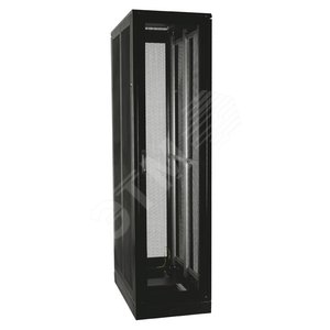 Шкаф серверный 42U 600x1000мм металлостеклянная дверь c перфорацией и трехточечным замком стальные дверь и панель с перфорацией сплошная крыша ролики - тип 300 без цоколя 3 пары 19‘ профилей серый (244469) - Zpas