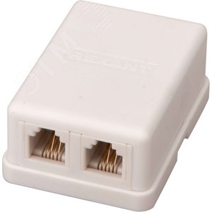 Розетка телефонная внешняя, 2 порта UTP, RJ-14    (6P4C), CAT 3 (50шт/уп) - REXANT
