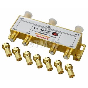 Делитель ТВ х 6 + 7шт. F  BOX 5-1000 МГц GOLD (etm05-6104-1) - REXANT