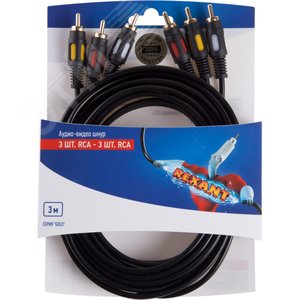 Шнур 3RCA - 3RCA, 3 м, GOLD (etm06-3051) - REXANT