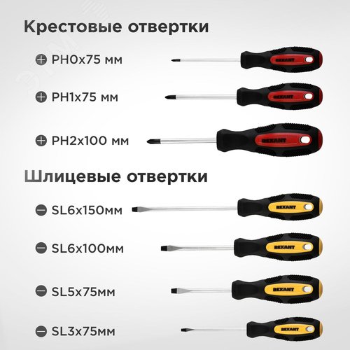 Набор отверток 7 предметов (крестовые и шлицевые) | 12-4703 | REXANT - фото 3