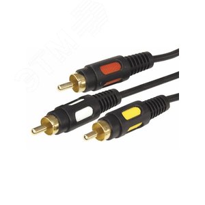 Шнур 3 RCA - 3 RCA, 1.5 м., черный GOLD - REXANT