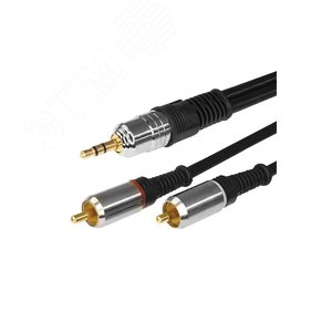 Аудио кабель 3.5 мм - 2 RCA, 3 м, GOLD-металл - REXANT