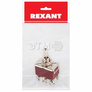 Тумблер 250V 6А (6c) (ON)-OFF-(ON) двухполюсный (KN-223) Индивидуальная упаковка 1 шт | 36-4172-1 | REXANT