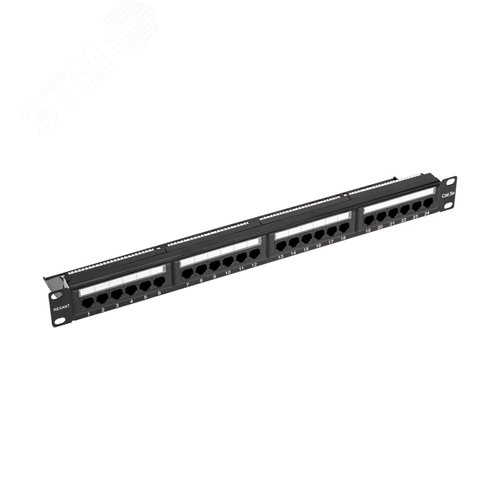 Патч-панель с кабельным органайзером 19дюймов 1U 24 порта UTP RJ-45 CAT 5e - REXANT