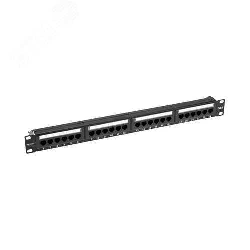 Патч-панель с кабельным органайзером 19дюймов 1U 24 порта RJ-45 CAT 6 UTP - REXANT
