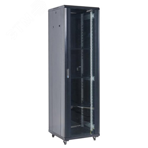 Шкаф напольный телекоммуникационный разборный 42U 800x800x2054мм дверь стекло черный (RAL 9005) - REXANT