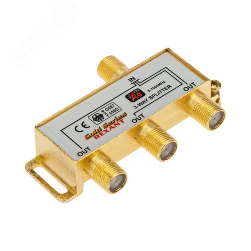 Делитель ТВ х 3 + 4шт. F BOX 5-1000 МГц GOLD, - REXANT