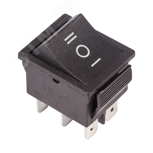 Выключатель клавишный 250V 15А (6с) ON-OFF-ON черный с нейтралью (RWB-508, SC-767) (в упак. 1шт.) | 06-0308-B | REXANT