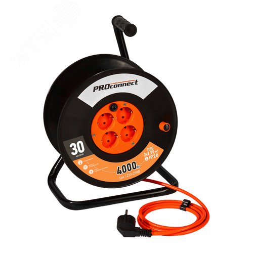 Удлинитель силовой на катушке 4 гнезда с/з 30 м 3х2,5 мм2 PROFESSIONAL