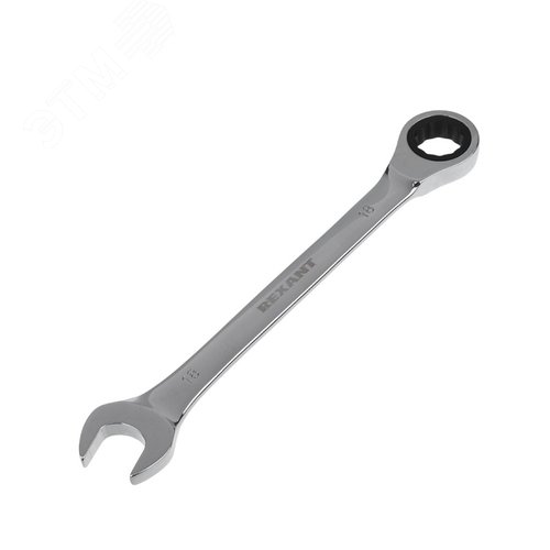 Ключ комбинированный трещоточный 18 мм, CrV, зеркальный хром