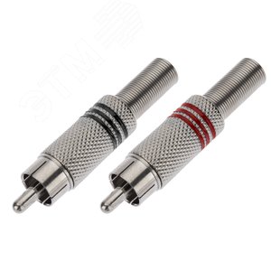 Разъем штекер RCA металл под винт черный/красный,,