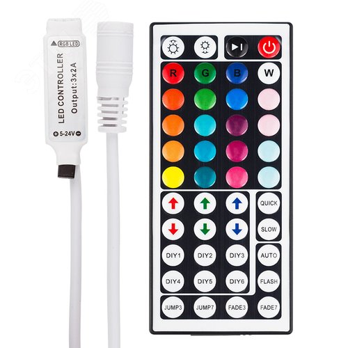 Контроллер LED ИК (IR), 44 кнопки, 72/144Вт, 12/24В - NEON-NIGHT