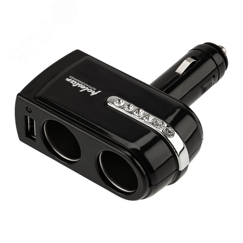 Разветвитель автоприкуривателя 2 гнезда 1хUSB (5 V 1000 mA),