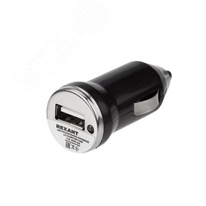 Устройство зарядное в прикуриватель USB, 5V, 1000mA, черное, - REXANT