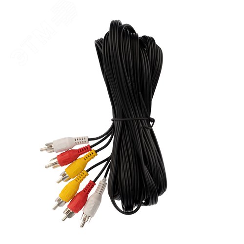 Шнур 3 RCA - 3 RCA, 5 м., черный - REXANT