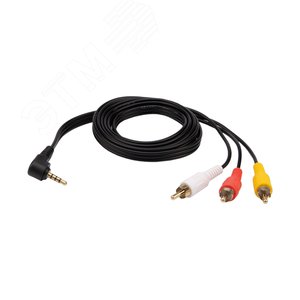Аудио кабель 3.5 мм 4C - 3 RCA, 1.5 м, GOLD - REXANT