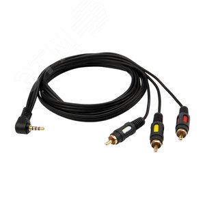 Аудио кабель 3.5 мм 4C - 3 RCA, 1.5 м, GOLD - REXANT