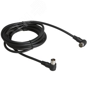 Шнур ТВ гнездо - ТВ штекер, угловой, 1,5 м, черный