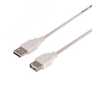 Кабель USB (шт. USB A - гн. USB A), 1.8м., серый - REXANT