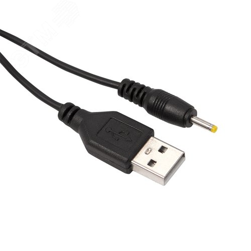 Кабель USB штекер - DC 0.7х2.5мм, 1м., черный - фото 2