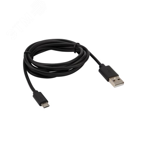 Кабель micro USB (male) штекер - USB-A (male) штекер, длина 1,8 метра, черный (PE пакет) | 18-1164-2 | REXANT - фото 2