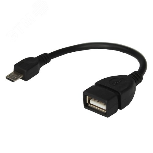 Кабель USB OTG micro USB на USB Кабель 0.15 м черный, 18-1182, - фото 2