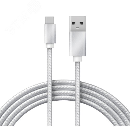 Кабель USB-Type-C, 2,4A, nylon, silver, 1mУстройство зарядное, 18-1884, - REXANT