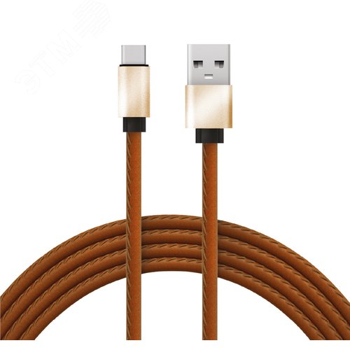 Кабель USB-Type-C, 2A, leather, brown, 1mУстройство зарядное, 18-1897, - REXANT