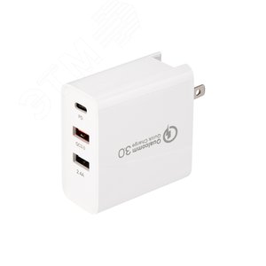 Устройство сетевое зарядное для iPhone, iPad 2xUSB+USB Type-С, переход+адап, 48W белое, - REXANT