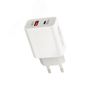 Устройство сетевое зарядное USB-A+USB-C адаптер, 18W белое, - REXANT
