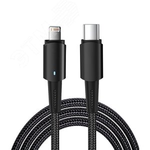 Кабель Type-C – Lightning для Apple, 3А, 1м, в черной нейлоновой оплетке, со световой индикацией REXANT - REXANT