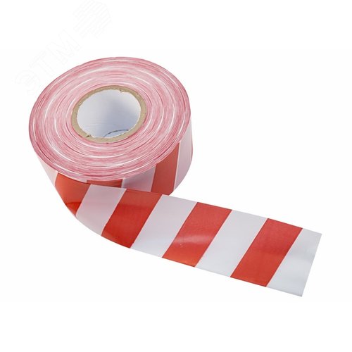 Лента оградительная 75 мм х 250 м, цвет белый красный, REXANT