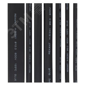 Набор термоусадочных клеевых трубок СТТК (3:1), 7 шт. по 10 см, черные