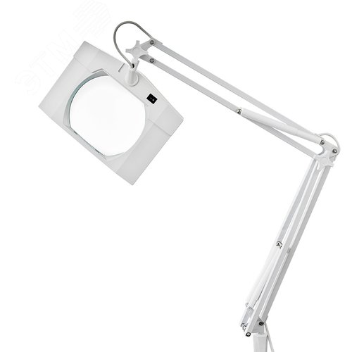 Лупа на струбцине, квадрат 3D подсветка, белая