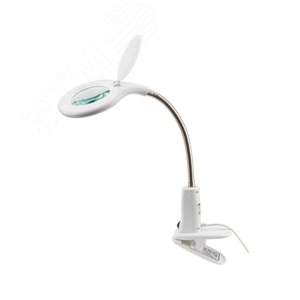 Лупа настольная 3D+12D 60 LED, прищепка, белая - REXANT