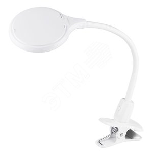 Лупа настольная 3D с подсветкой 30 LED, прищепка в блистере, белая | 31-0246 | REXANT - REXANT
