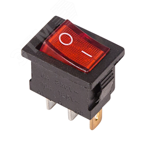 Выключатель клавишный 250V 6А (3с) ON-OFF красный с подсветкой Mini | 36-2150 | REXANT - REXANT