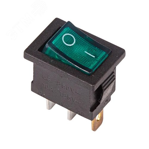 Выключатель клавишный 250V 6А (3с) ON-OFF зеленый с подсветкой Mini | 36-2153 | REXANT - REXANT