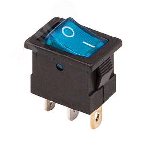 Выключатель клавишный 12V 15А (3с) ON-OFF синий с подсветкой Mini | 36-2171 | REXANT