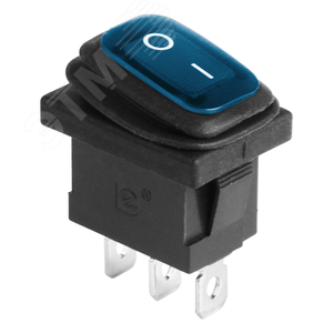 Выключатель клавишный 250V 6А (3с) ON-OFF синий с подсветкой Mini ВЛАГОЗАЩИТА | 36-2176 | REXANT