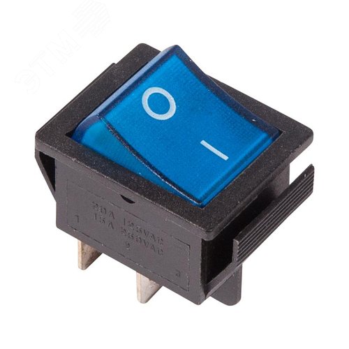 Выключатель клавишный 250V 16А (4с) ON-OFF синий с подсветкой | 36-2331 | REXANT - REXANT