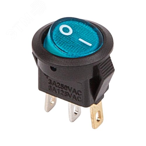 Выключатель клавишный круглый 250V 3А (3с) ON-OFF синий с подсветкой Micro | 36-2531 | REXANT - REXANT
